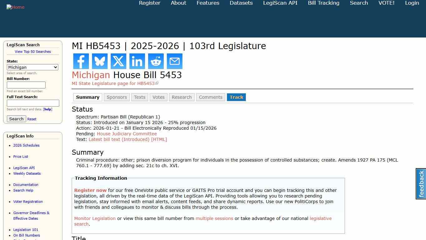 MI HB5453 2025-2026 103rd Legislature LegiScan